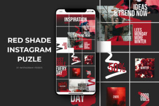 Red Shade Instagram Puzzle Templates for Creative Content Creation